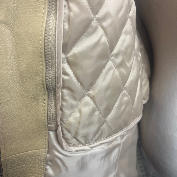 Women's WILDA Beige Genuine Leather Jacket S - Picture 9 of 11